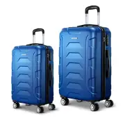 Wanderlite Luggage Travel 2pc Sets Suitcase Trolley Bags TSA Lock Bonus Blue New