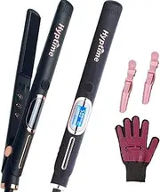 Hyptime Hair Flat Iron Titanium Straightener and Curler 0.4-1-2 Inch for All Hair Types 80-260°C Professional Flat Iron with LED Display Salon Dual Voltage 30s Fast Heating (Thick Hair Friendly) (1 inch)