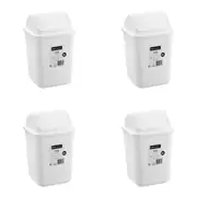 4x Boxsweden 8L/33cm Swing Top Bin Trash Garbage/Waste Storage Container White