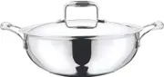 Vinod Platinum Kadai Triply Stainless Steel - Suitable for Indian Cooking, Sauces, Stews, Soups - Deep/Extra Deep Kadai - Induction, Electric Friendly (Extra Deep Kadai, 26cm)