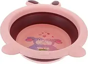 Healvian Safe Healthy Material Baby Wash Basin Portable Collapsible Tub Bunny Theme Easy to Carry