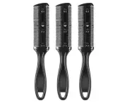 3Pcs Hair Cutter Comb Double Side Haircut Scissors Metal Blade Razor Plastic ...