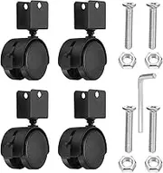 uxcell 2" Swivel Caster with 0.79" U Bracket, 4 Pack 360° Rotation Nylon Swivel No Noise Wheel with Brake Locking Caster for Furniture Legs Black