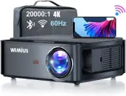 WiMius 1080P LED Projector K1 5G WiFi Bluetooth Uses Fire Stick PC DVD PS5 Cell