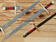 Custom Handmade Damascus Blade 39" Long Broad / Bastard / Claymore Sword.