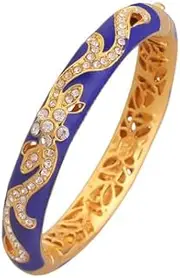 [NXAWUE] Cloisonne Bracelet,Enamel Bracelet, Red Blue Cloisonne Rhinestone Bracelets Fashion Openwork Enamel Women Bangles Classic Gold Plating Accessories Jewellery