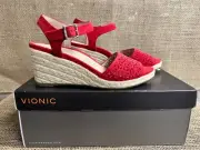 NIB Vionic 10010349 Women's Tulum Ariel Cherry Wedge Sandal