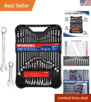 32-Piece Chrome Vanadium Steel Wrench Set with Organizer for Auto and Home