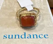 NWT Sundance Catalog Yellow Gold Plated “Roped Carnelian Ring” Size 8 $128