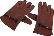 Mipcase 1 Pair Brown Leather Grill Gloves Durable Heat Resistant Work Gloves for Gardening Dishwashing and Truck Driving Comfortable Fit for Outdoor Camping and Household Cleaning Tasks
