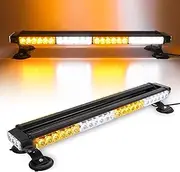 ROUTEKING Strobe Flashing Light Bar - 26.5" 54 LED Double Side High Intensity Automotive Warning Beacon, 12V/24V Emergency Lights with Magnetic Base, for Vehicles Car Truck Roof (Amber/White/Amber)