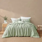 Natural Home Vintage Washed Hemp Linen Quilt Cover Set Sage (Queen,King,Super King)