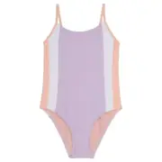 Roxy L112403 Girls Peach/Lavender Colorblock Story One-Piece Swimsuit Size 7