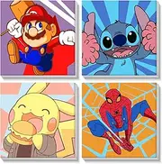 RICUVED 4 Pack Paint by Numbers Kits, Painting by Numbers Framed Canvas for Kids Adults Beginner, Spiderman DIY Easy Acrylic Oil Painting Framed Canvas Art Set for Home Wall Decoration