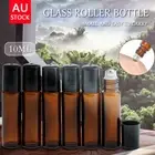 10-100PC Roller Rollerball Perfume Essential Oil Roll On Ball Amber Glass Bottle