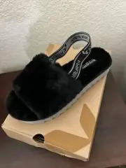 Koolaburra by UGG FUZZ'N II Women's Faux Fur Slipper Sandals Size US 7 New