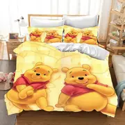 v1702 Bed Sheets The Pooh Duvet Cover Set for Children, Double Luxury Bedding, D, King Size, Queen Size, Home, , Pcs 3-Piece Bedding Set (1 Duvet Cove