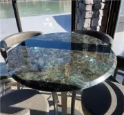 Round Shape Coffee Table Labradorite Stone Side Table Top Home or Cafeteria Deco