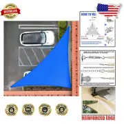 Customizable 12' Blue Triangle Shade Sail - Durable Protection & Elegant Design