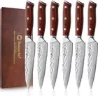 Serrated 6pcs Steak Knives Set German Stainless Steel Table Dinner Slicing Cut