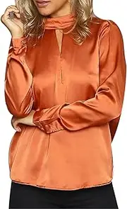 [U-WARDROBE] Women's V-neck Halter Blouse Open-back Long-sleeved Top T-shirt Orange M
