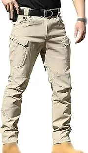 [JEShifangjiusu] Men's Tactical Pants Trousers Outdoor Water Resistant Ripstop Cargo Pants Lightweight Hiking Military Pants