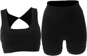 [COLLBATH] Essential Workout Set Women's Matching Shorts Tank for Yoga Gym and Daily Wear Black