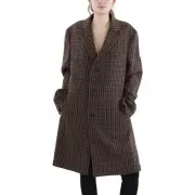 Salvatore Ferragamo Womens Brown Virgin Wool Blend Long Wool Coat 7 BHFO 2495