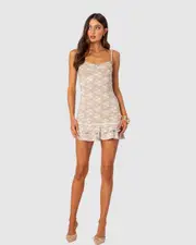 EDIKTED Womens Tammi Lace Mini Dress WHITE
