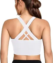 [Zhiaek] Sports Bra Women's Padded Crossback Bustier Women's Seamless without Underwire Sports Bra Backless Spaghetti Straps Push Up Bra Removable Chest Pad Yoga Tops for Fitness Running Jogging S-L