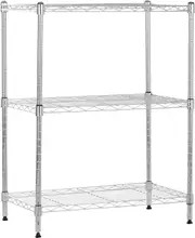 Adjustable Heavy Duty Storage Shelving Unit - 3 Shelves, 113kg Capacity, Chrome