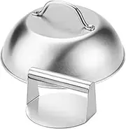 Luxshiny Stainless Steel Burger Smasher with 14cm Round Cover - Grill Press with Basting Dome Cover Stainless Steel Burger Smasher Griddle Accessories Kit for Home Use and Griddle Cooking