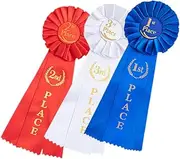 Baluue 3pcs Award Ribbon Rosette Medals for Competitions Events Parties Place Ribbons Academic Excellence Graduation Recognition
