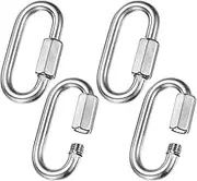 uxcell 4-Pack Quick Chain Link Connector, M8 5/16" 316 Stainless Steel D-Shape Locking Repair Chain Links for Swing/Camping/Hiking/Backpack, Twist Key Ring Screw Chain Link [Silver]