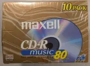 MAXELL CD-R Compact Discs Audio Recordable 80 Minute 10 PACK -NEW