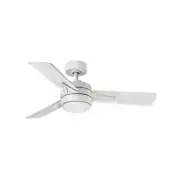 44 Inch 3-Blade Ceiling Fan with Light Kit-Matte White Finish - Ceiling Fans -