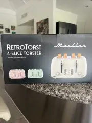 Mueller Retro Toaster 4 Slice with Extra Wide Slots Bagel, Cancel Function PINK