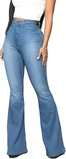 [Generic] High Waisted Bell Bottom Jeans for Women Bell Bottom Jeans for Women Skinny Raw Hem Denim Pants