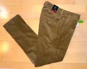 New Mens BRIXTON Choice Chino Corduroy Pants Brown Regular Fit Sz 30 x 30