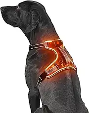 Light Up Dog Harness No Pull LED Dog Harness with Soft Handle Rechargeable Lighted Dog Harness for Large Dogs(Reflective,Adjustable,Lightweight)