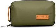 Tripped Travel Gear Tech Bag Organizer - Small Electronics Organizer Pouch for Travel - Premium Travel Case with Leather Accents - Mesh Pocket for Cables, Cords and Chargers - (