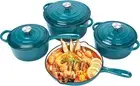 Nonstick Enameled Cast Iron Cookware Set, 7Pcs Pots and Pans with Lid, Frying Pa