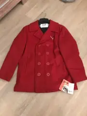 SCHOTT Pea Coat 740N Womens Red Melton Wool Naval Military Jacket sz 16 NWT