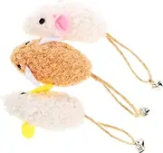 3pcs Interactive Plush Mouse Cat with Bells Portable Kitten Teaser for Indoor Play Engaging Pet Supplies for Cats to Scratch Chew and Bond