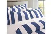 Oxford Stripe Quilt Cover Set (Cobalt Blue) - Queen