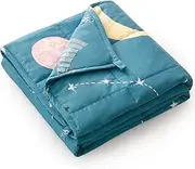 Mr. Sandman Weighted Blanket 3 Pounds Washable, Best for 20-40lb Breathable Cotton Heavy Blanket with Nontoxic Glass Beads - 36" x 48" Star Moon Blue