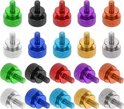 uxcell 10 Pcs M4x8mm Knurled Thumb Screw Computer Case Threaded Hand Tighten Screws Aluminum Alloy for PC Case, Green/Black/Red/Purple/Orange/Silver/Deep Blue/Light Blue/Gold/Gray