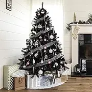 Ariv Hommey 6ft 1.8m Black Christmas Tree, with Bushy 772 Tips Metal Stand, Easy Assembly 180cm Artificial Xmas Tree Decoration for Indoor Outdoor Home Party Holiday (6ft 1.8m)