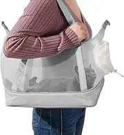 Cat Travel Bag, Mesh Pet Travel Carrier Pet Dog Shoulder Bag - Portable Travel Puppy Carrier for Car, Shopping, Traveling, Walking