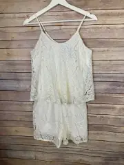 Mossimo NWT Womens XS Romper Lace Overlay Ivory Lined Boho Hippie Festival